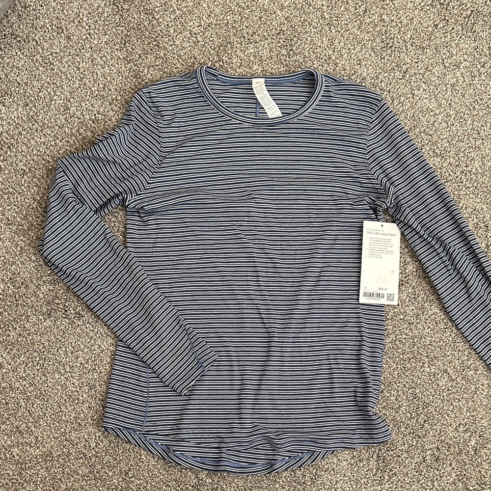 NWT lululemon athletica Navy & White Striped Hold Tight Long Sleeve